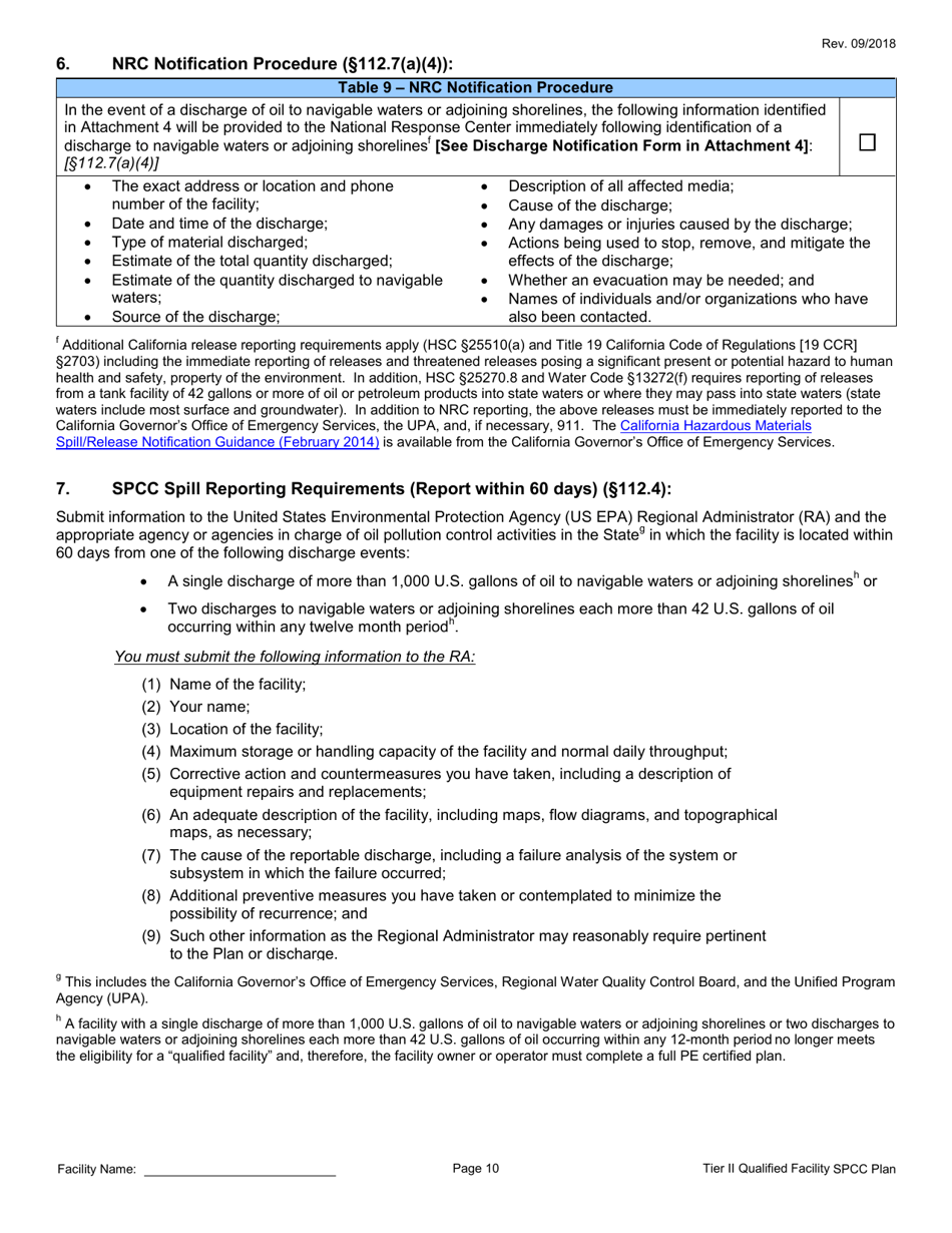 Tier II Qualified Facility Spcc Plan Template - California, Page 12