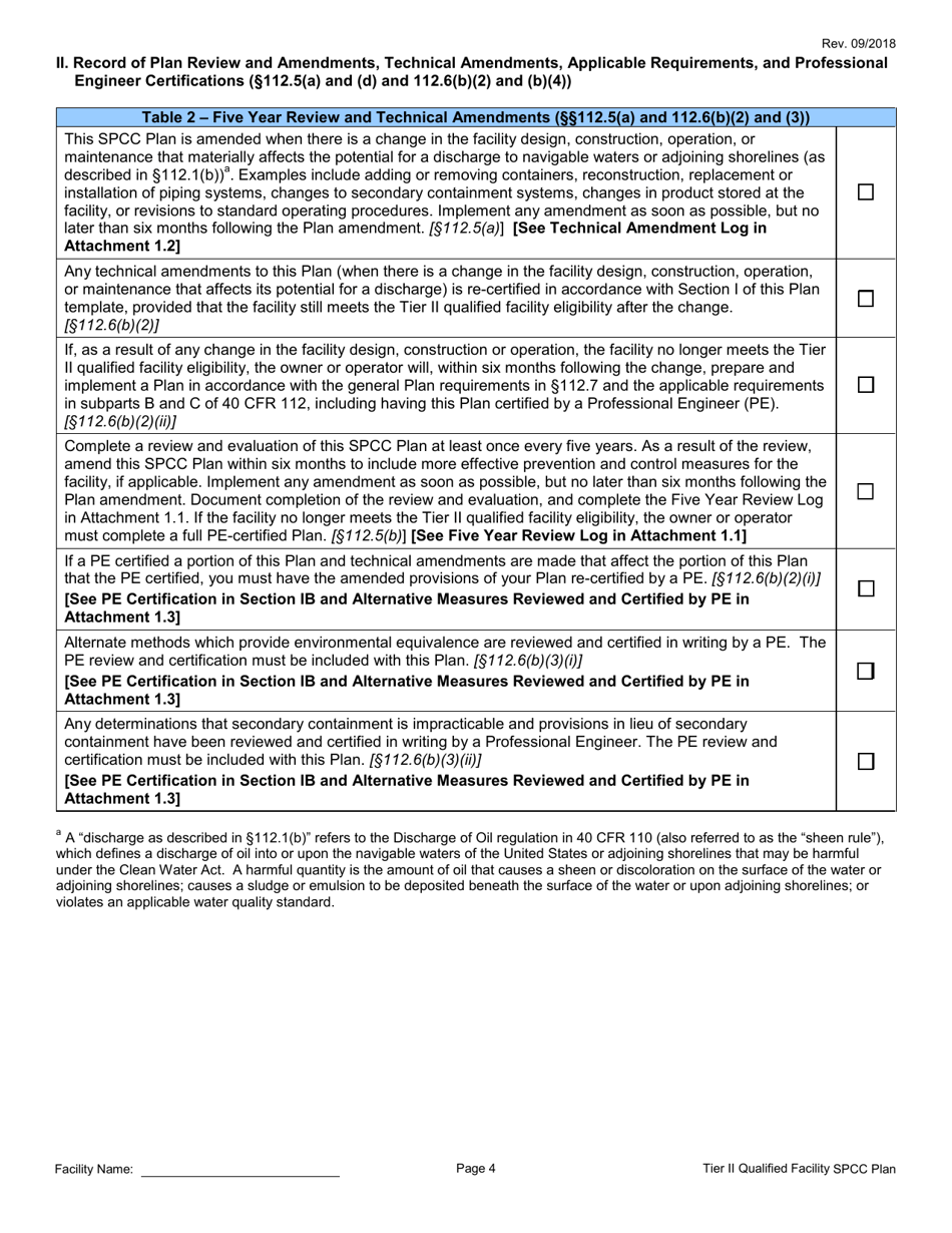 Tier II Qualified Facility Spcc Plan Template - California, Page 6