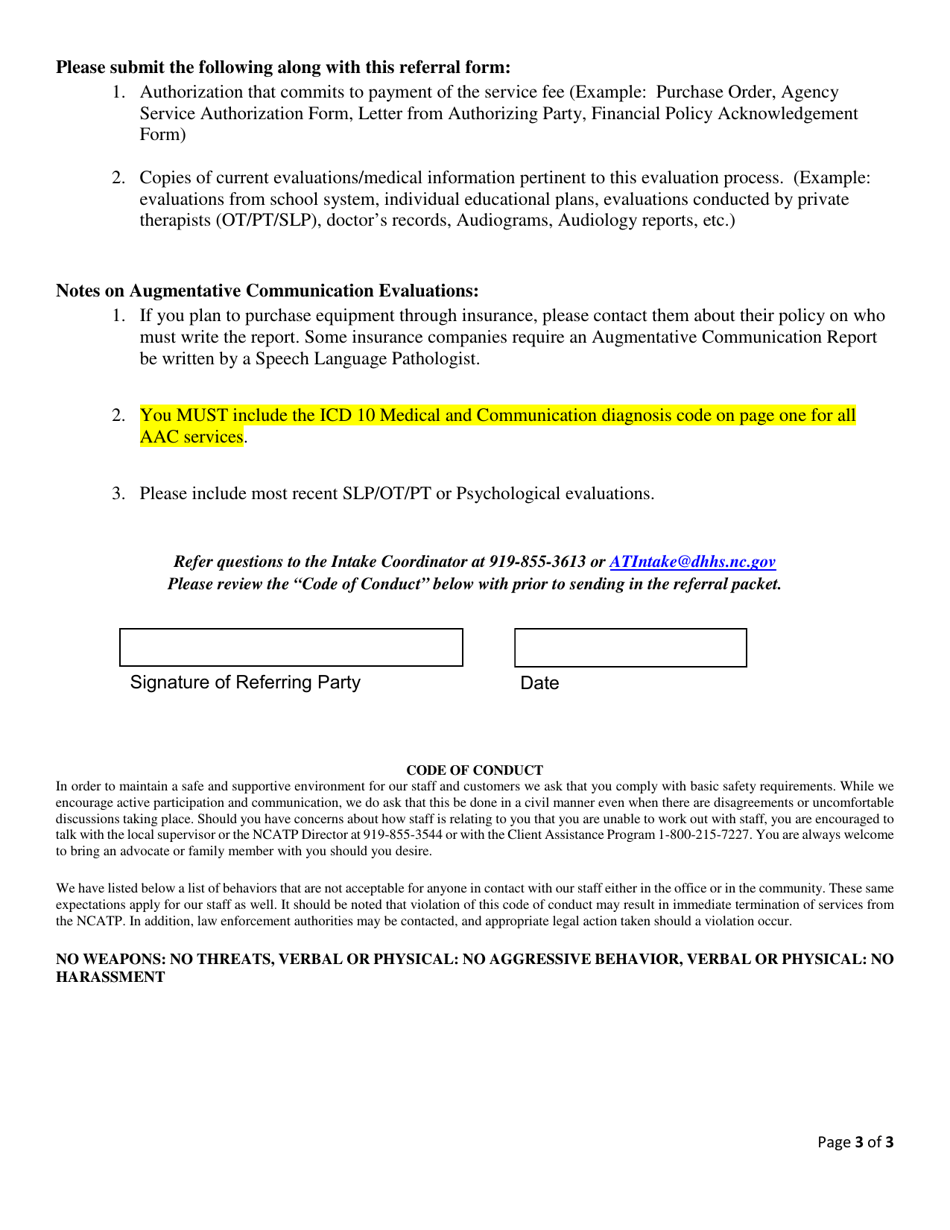 Referral for Services - North Carolina Assistive Technology Program - North Carolina, Page 3
