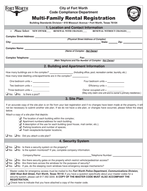 Multi-Family Rental Registration - City of Fort Worth, Texas Download Pdf