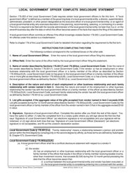 Form CIS Local Government Officer Conflicts Disclosure Statement - Texas, Page 2