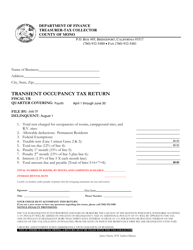 Document preview: Transient Occupancy Tax Return - Mono County, California