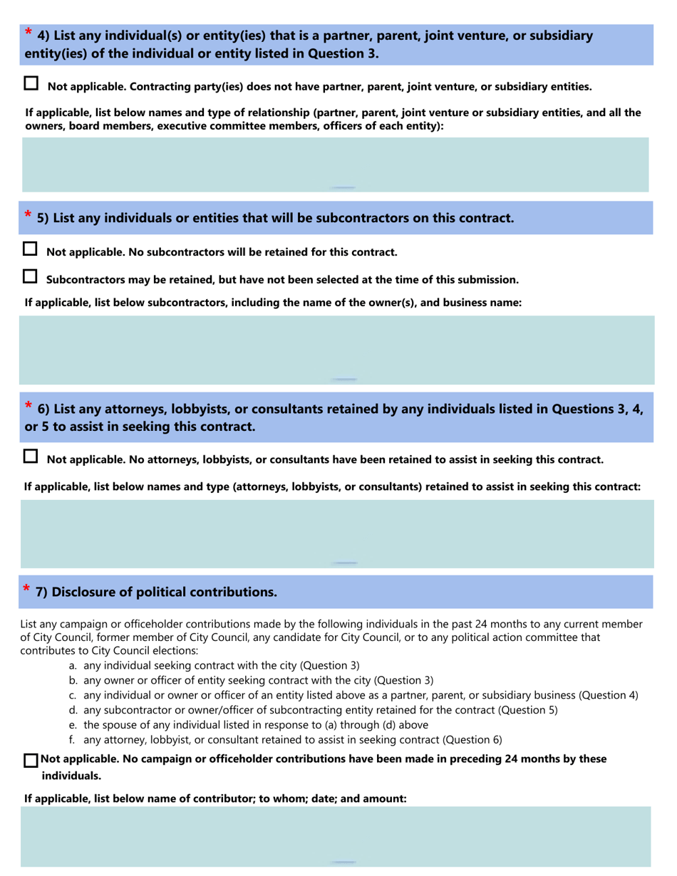 Form GR.1075-01.PUR.REPORT Contracts Disclosure Form - City of San Antonio, Texas, Page 2