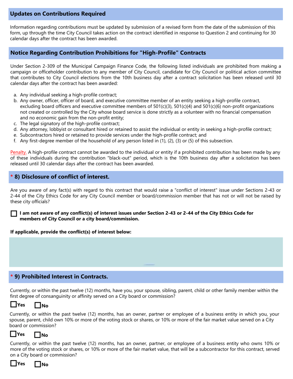 Form GR.1075-01.PUR.REPORT Contracts Disclosure Form - City of San Antonio, Texas, Page 3