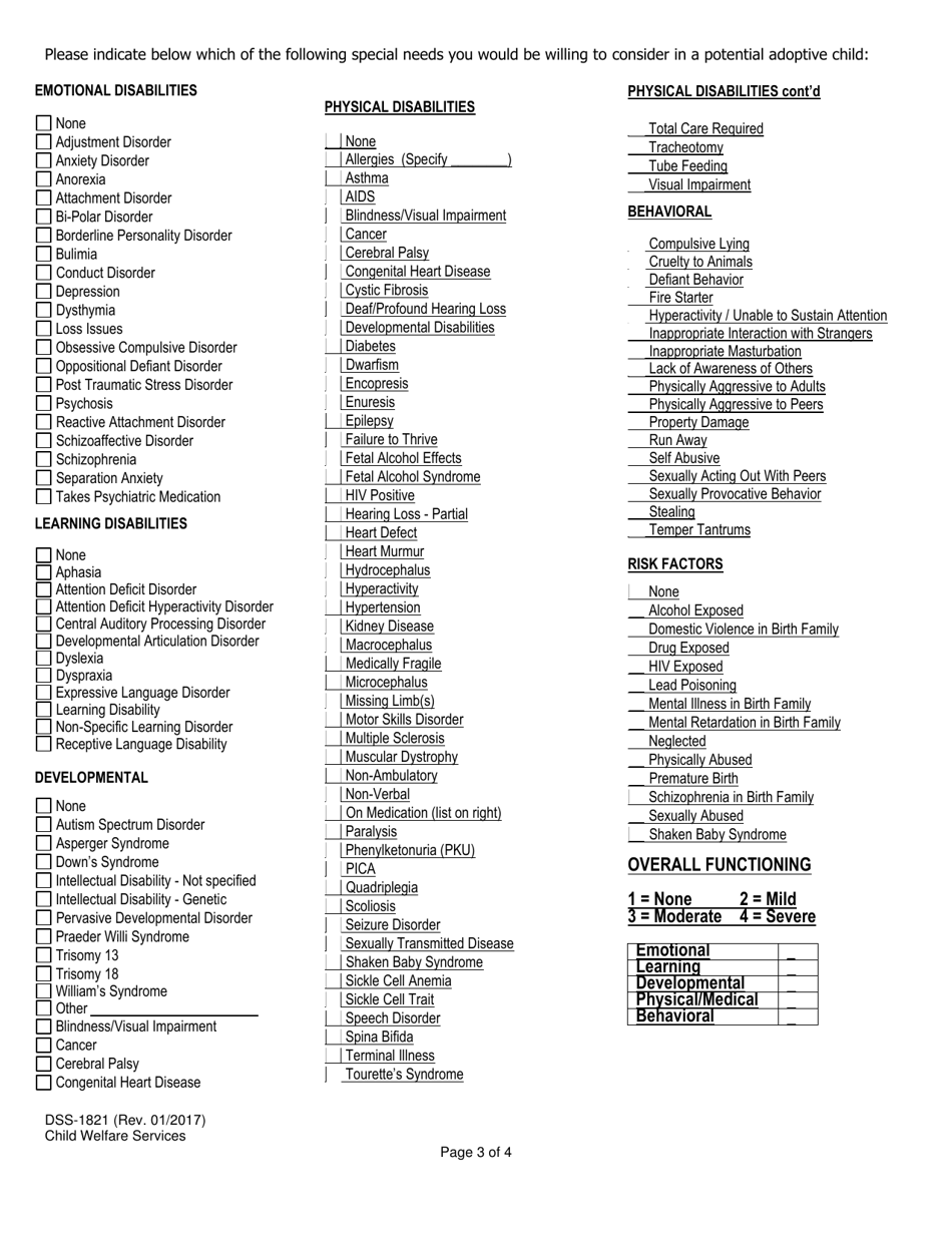 Form DSS-1821 Nc Kids Family Registration Form - North Carolina, Page 3
