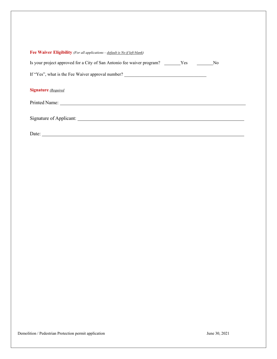 Demolition / Pedestrian Protection Permit Application - City of San Antonio, Texas, Page 11