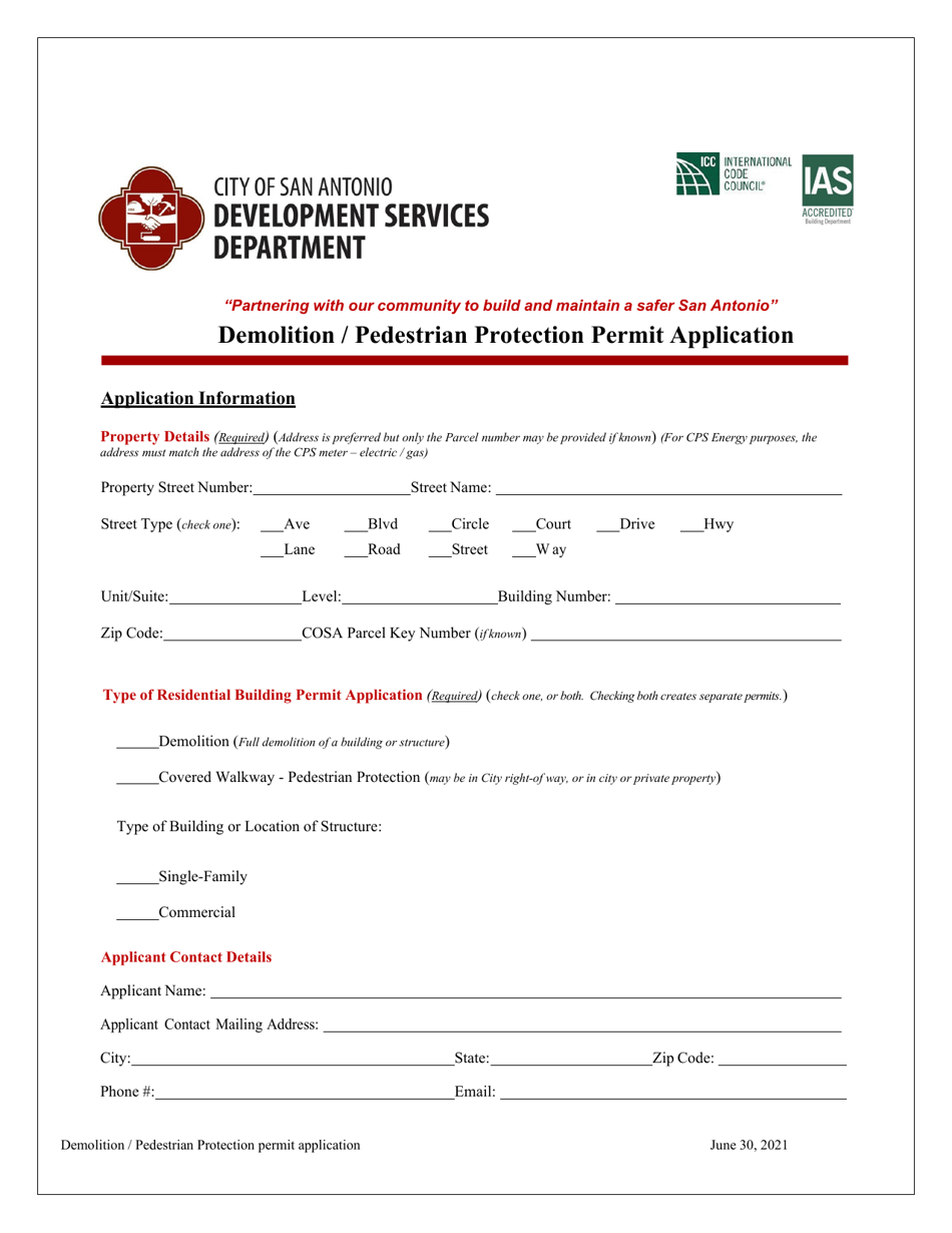 Demolition / Pedestrian Protection Permit Application - City of San Antonio, Texas, Page 7