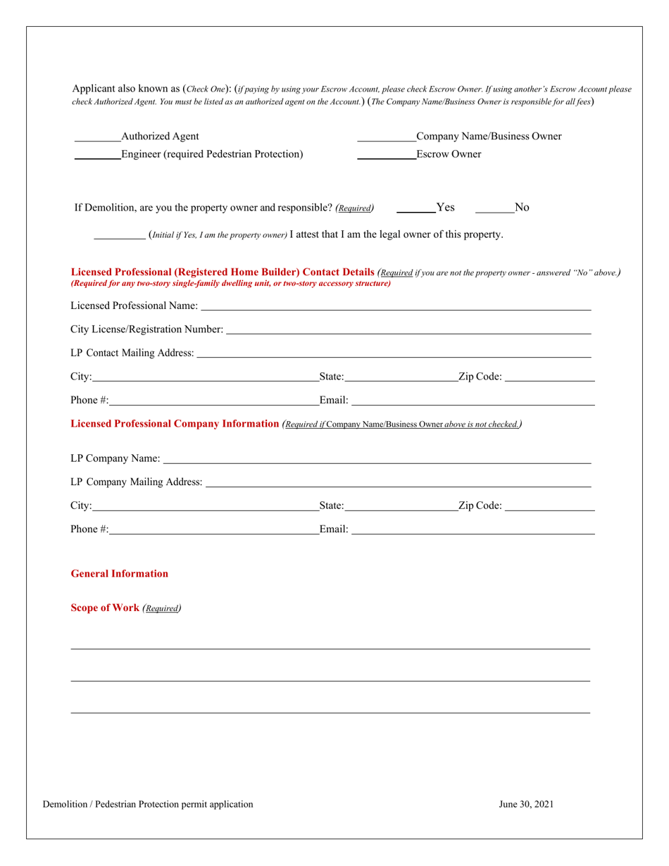 Demolition / Pedestrian Protection Permit Application - City of San Antonio, Texas, Page 8