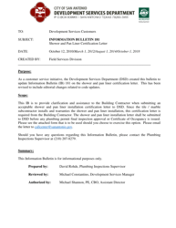 Document preview: Builder Shower and Pan Liner Certification Letter - City of San Antonio, Texas