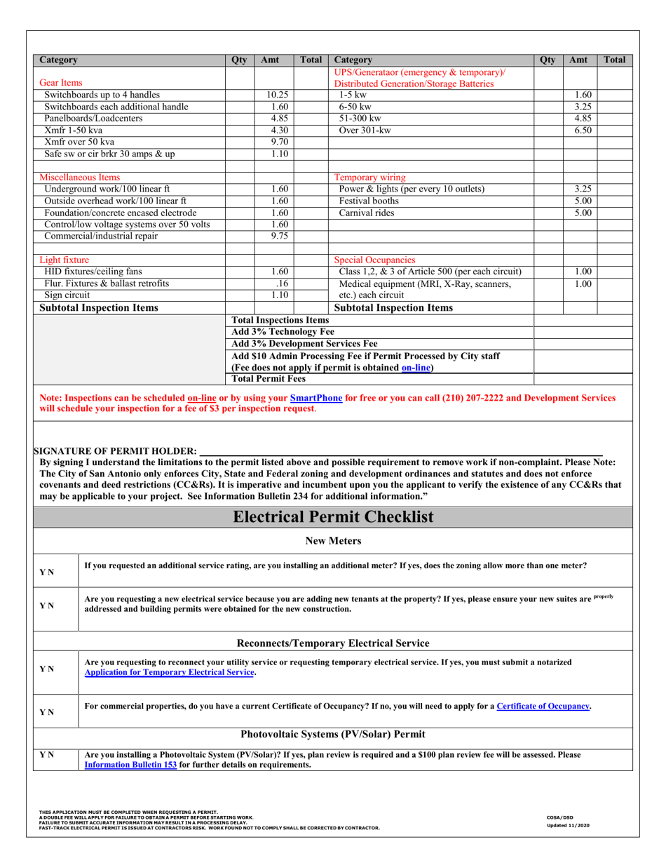 Electrical Permit Application - City of San Antonio, Texas, Page 2