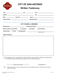 Document preview: Form 1000-03-G.LEGAL.RECORD Written Testimony - City of San Antonio, Texas