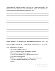 Discrimination Complaint Form - City of San Antonio, Texas, Page 3