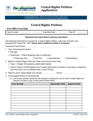 Vested Rights Petition Application - City of Austin, Texas, Page 3