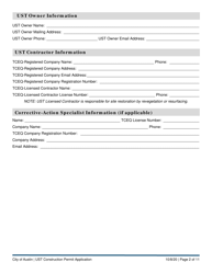 Ust Construction Permit Application - Underground Storage Tank (Ust) Program - City of Austin, Texas, Page 2