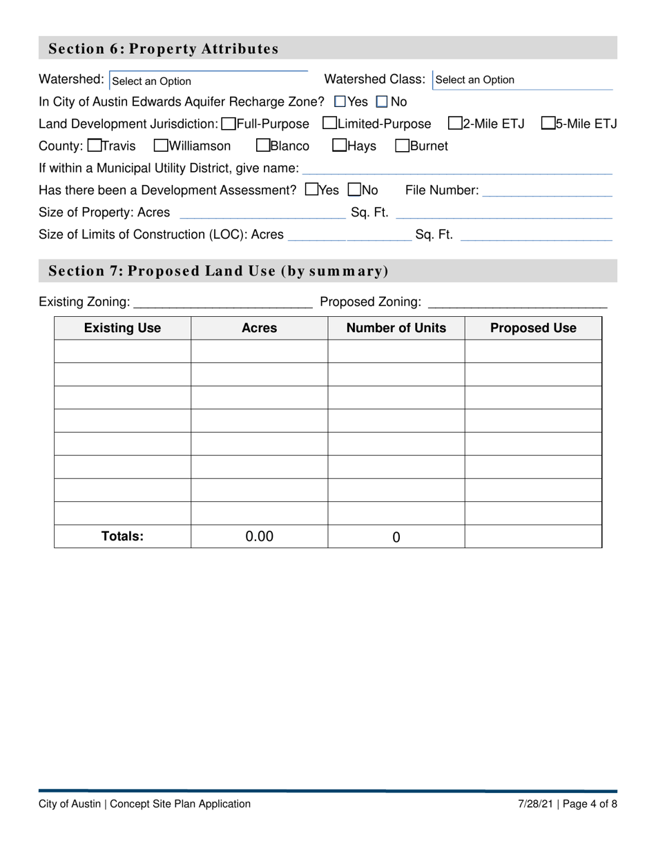 Concept Site Plan Application - City of Austin, Texas, Page 4