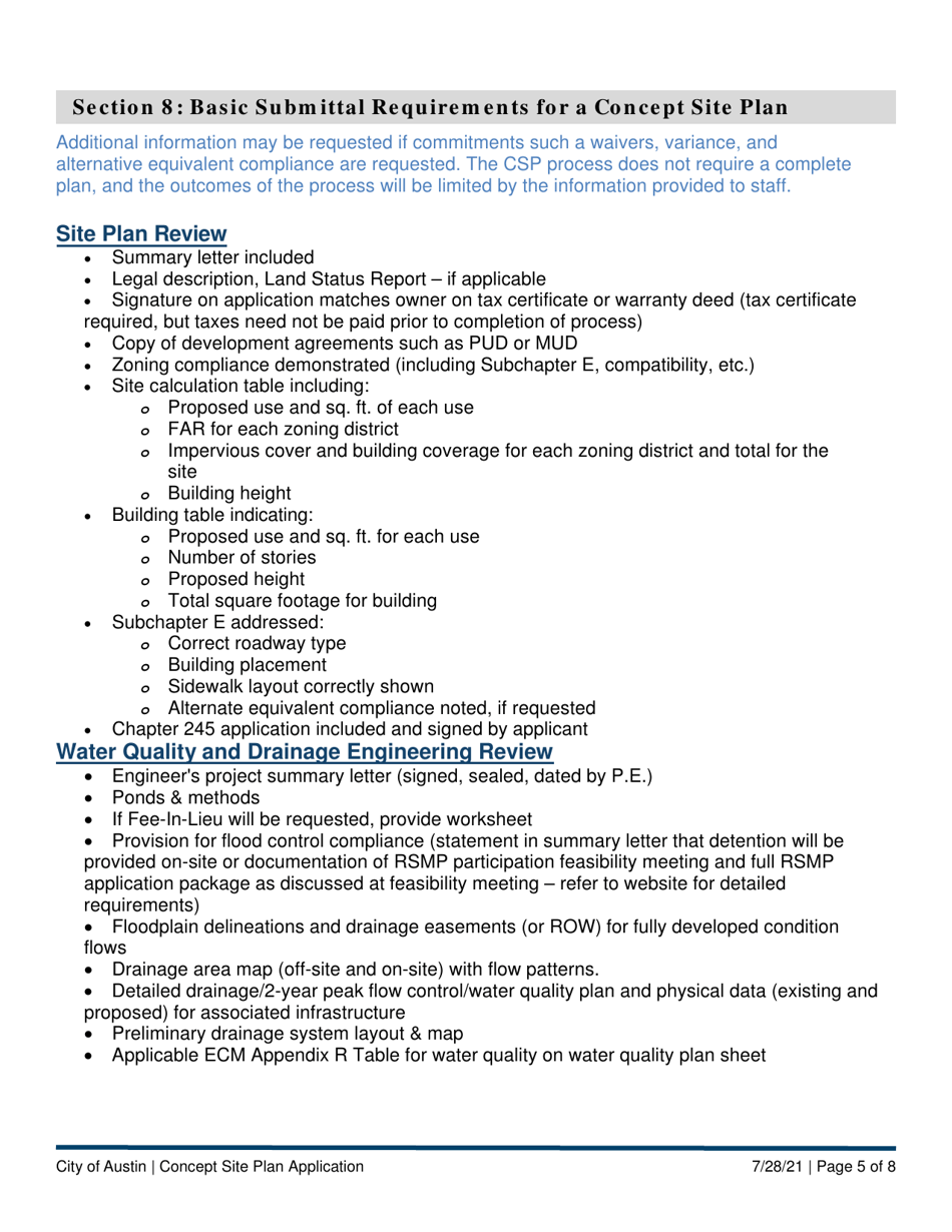 Concept Site Plan Application - City of Austin, Texas, Page 5