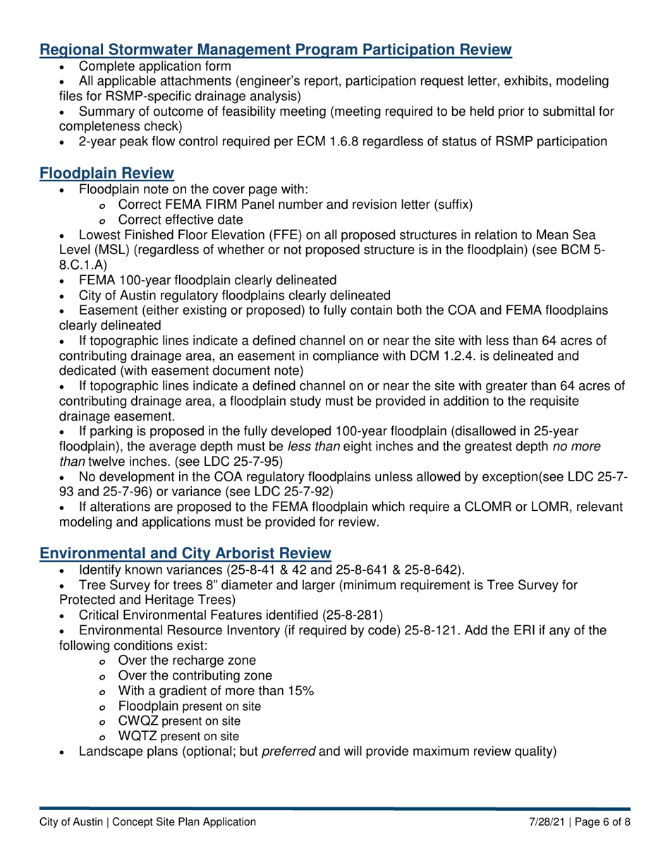Concept Site Plan Application - City of Austin, Texas, Page 6