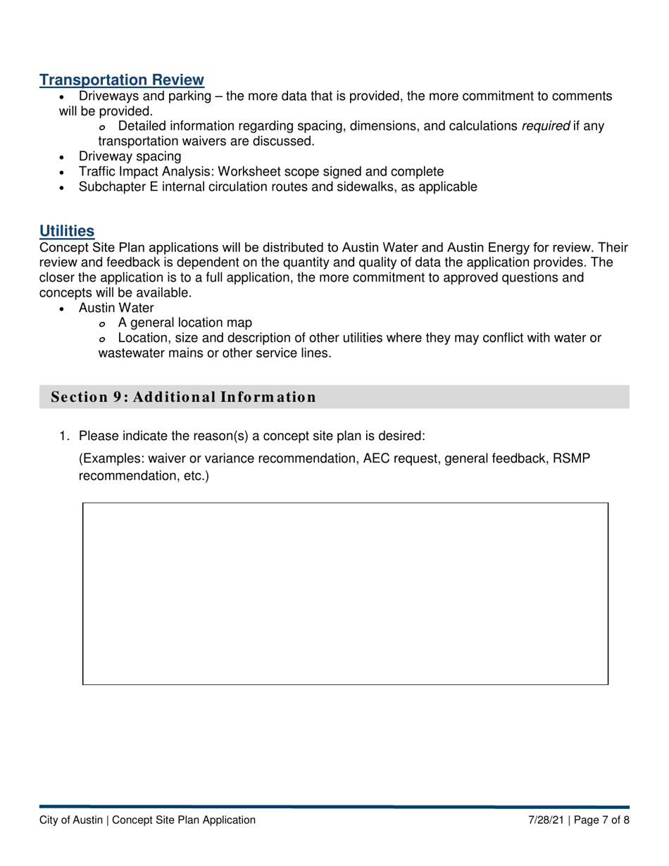 Concept Site Plan Application - City of Austin, Texas, Page 7