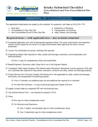 Document preview: Intake Submittal Checklist - Consolidated and Non-consolidated Site Plan - City of Austin, Texas