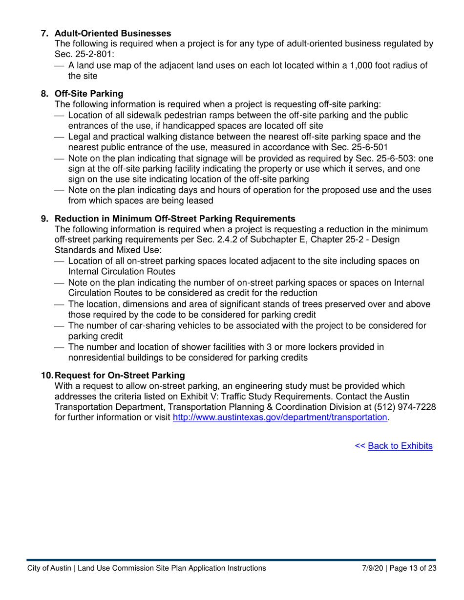 Instructions for Land Use Commission Site Plan Application - Non-consolidated Land Use Element (A Plan) - City of Austin, Texas, Page 13