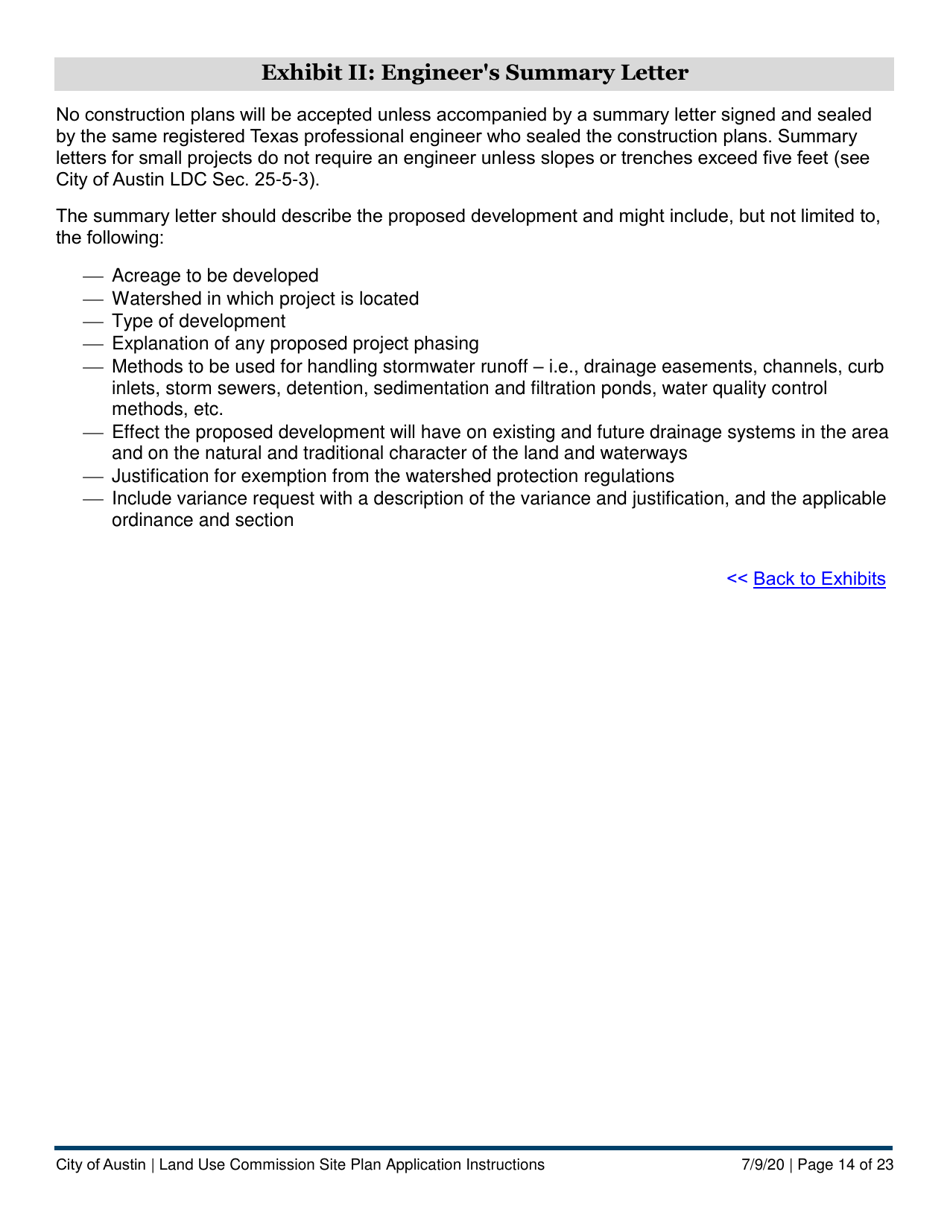 Instructions for Land Use Commission Site Plan Application - Non-consolidated Land Use Element (A Plan) - City of Austin, Texas, Page 14