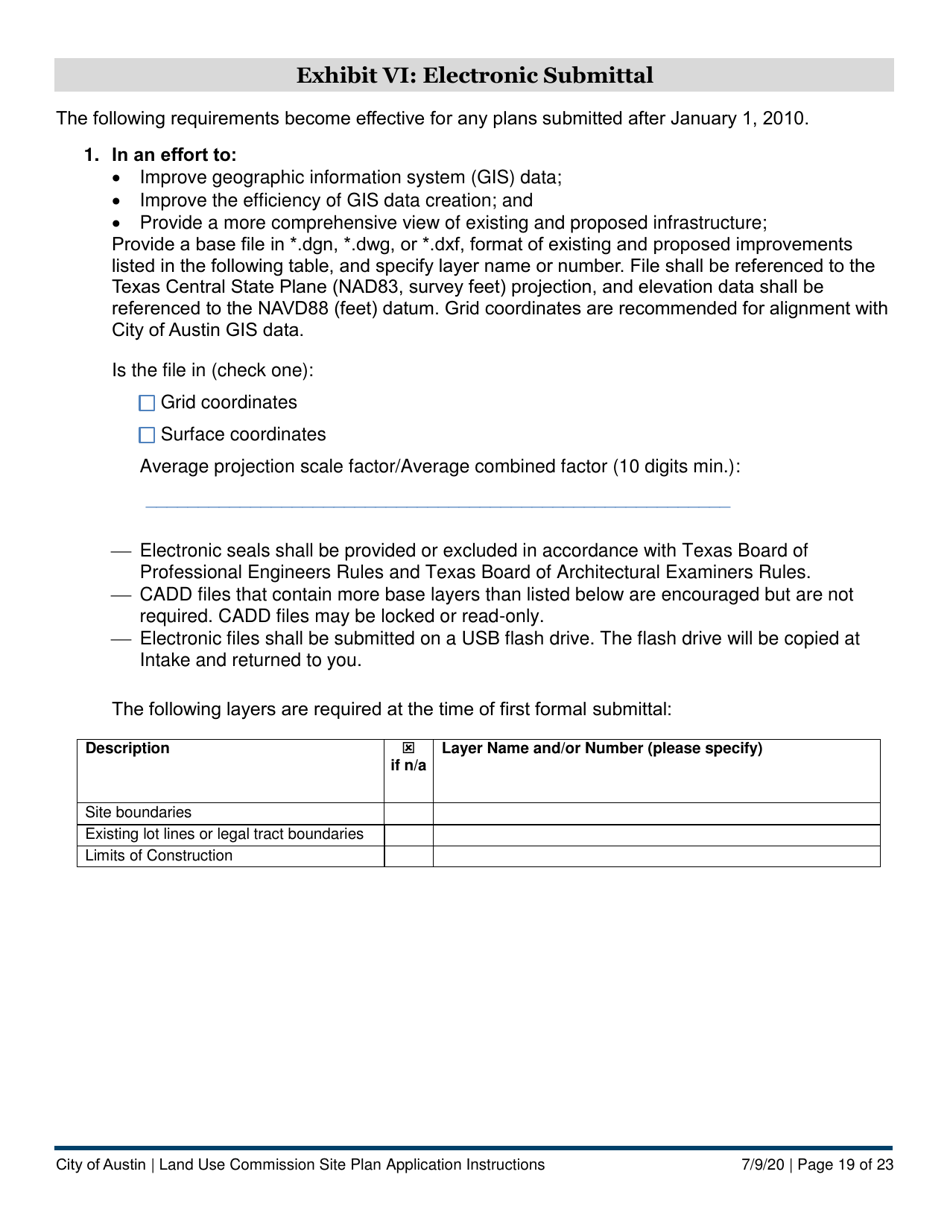 Instructions for Land Use Commission Site Plan Application - Non-consolidated Land Use Element (A Plan) - City of Austin, Texas, Page 19