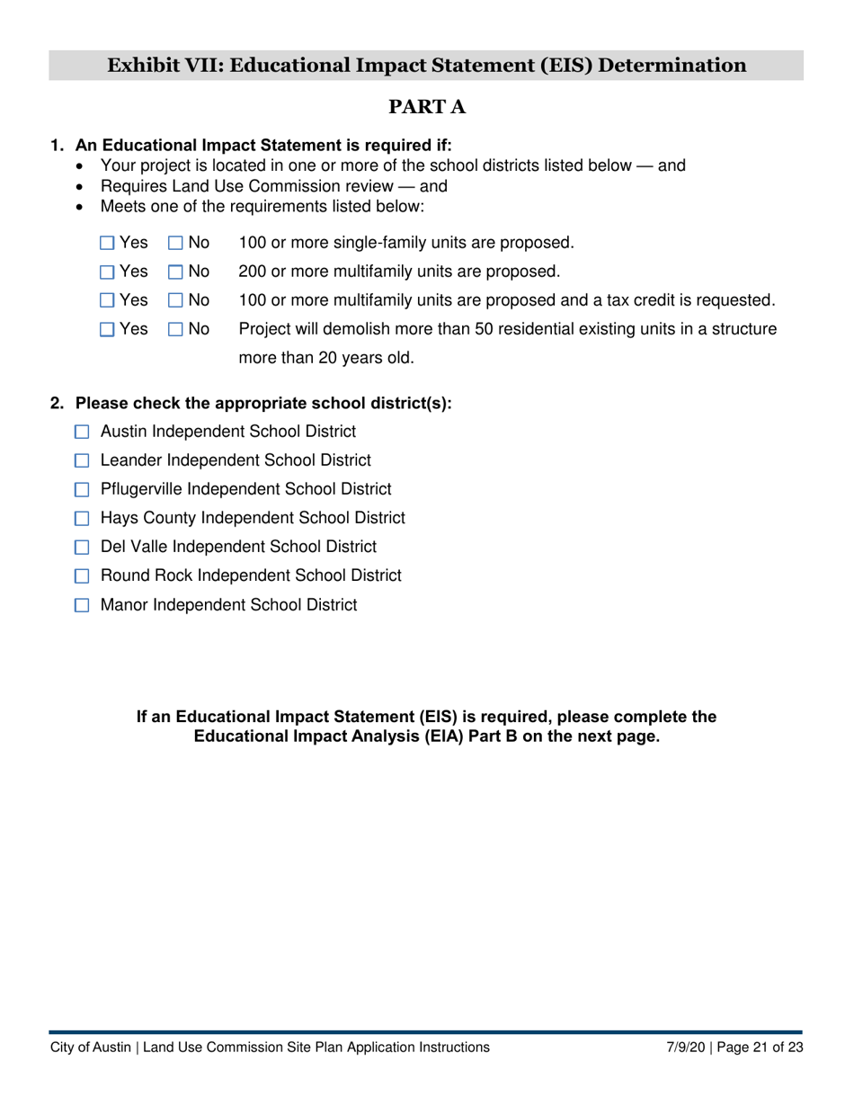Instructions for Land Use Commission Site Plan Application - Non-consolidated Land Use Element (A Plan) - City of Austin, Texas, Page 21