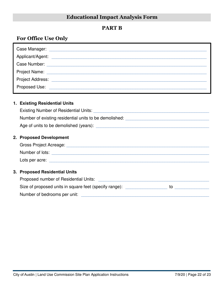 Instructions for Land Use Commission Site Plan Application - Non-consolidated Land Use Element (A Plan) - City of Austin, Texas, Page 22