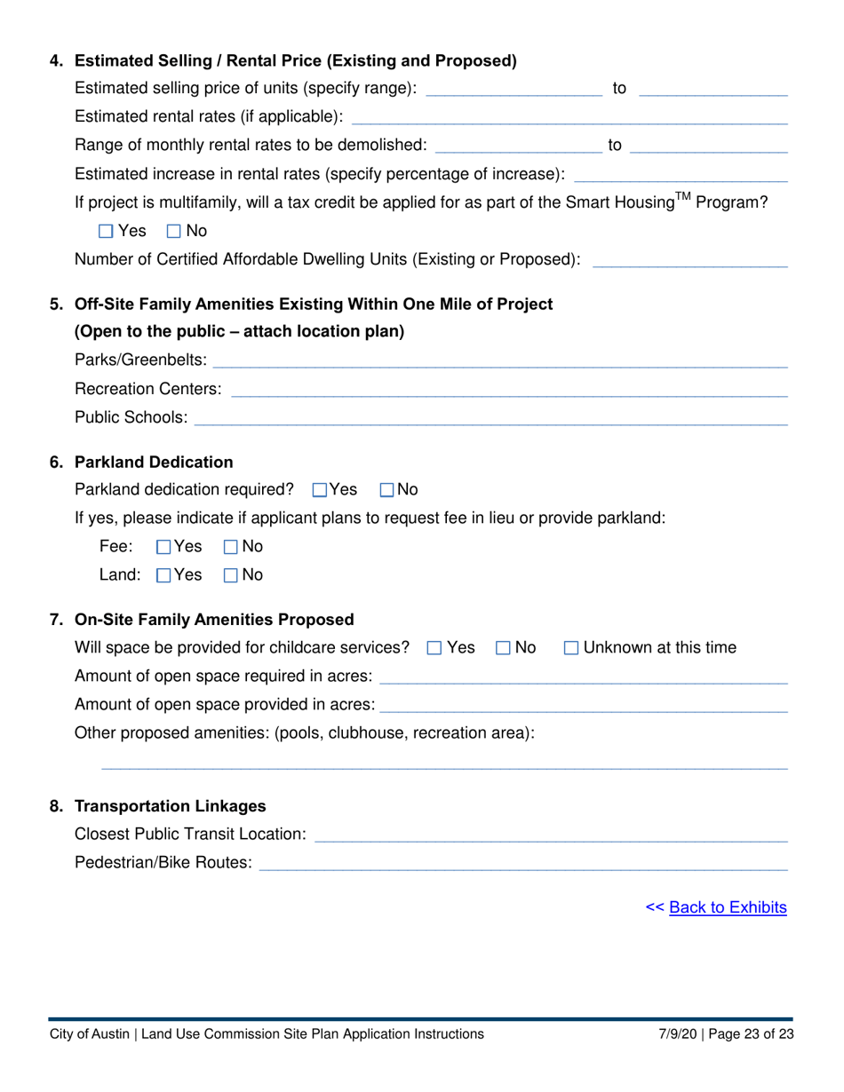Instructions for Land Use Commission Site Plan Application - Non-consolidated Land Use Element (A Plan) - City of Austin, Texas, Page 23