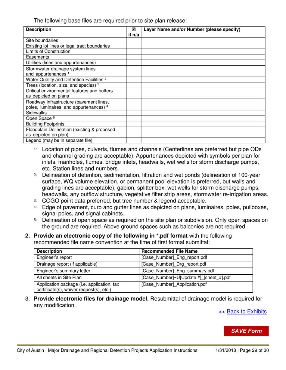 Instructions for Major Drainage and Regional Detention Projects Application - City of Austin, Texas, Page 29