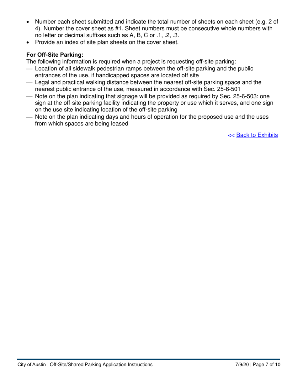 Instructions for Off-Site / Shared Parking Application for Existing Parking - City of Austin, Texas, Page 7
