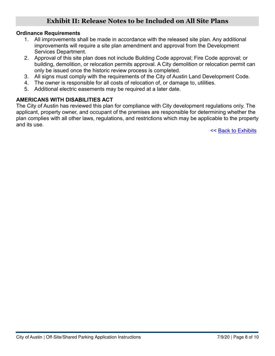Instructions for Off-Site / Shared Parking Application for Existing Parking - City of Austin, Texas, Page 8