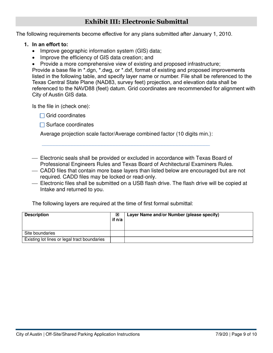Instructions for Off-Site / Shared Parking Application for Existing Parking - City of Austin, Texas, Page 9