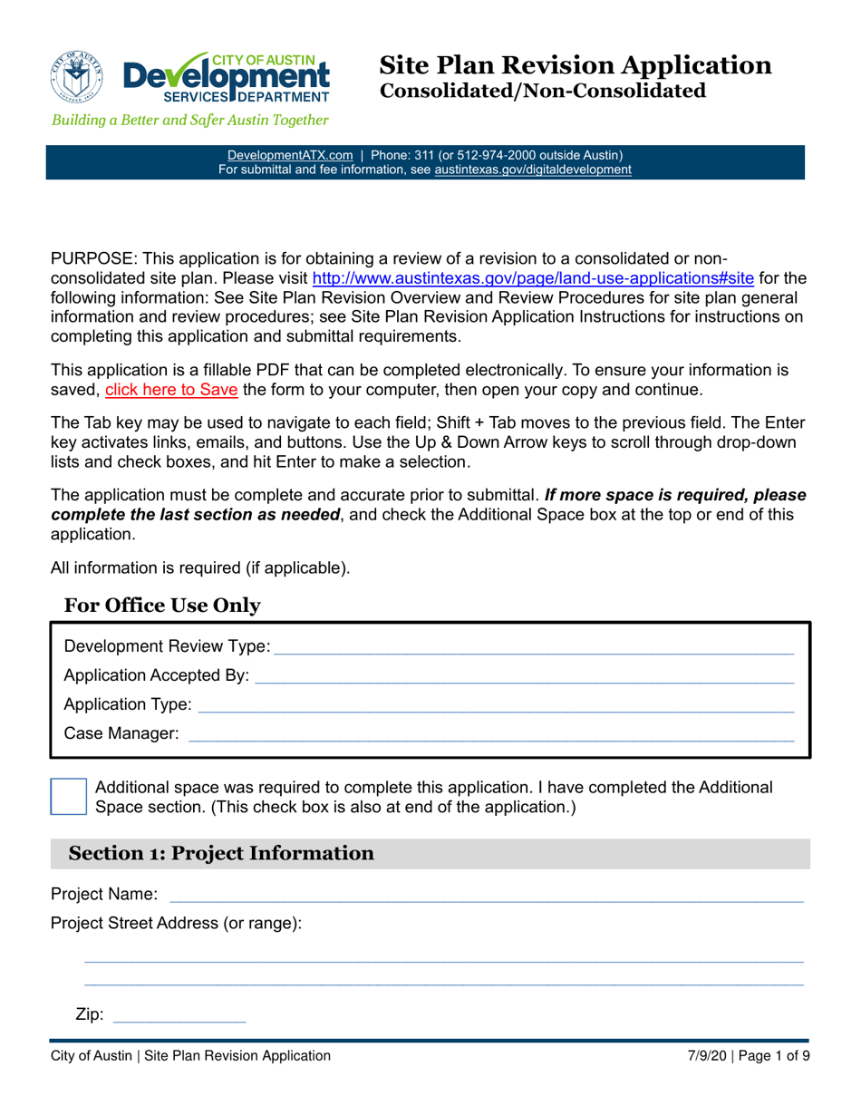 City of Austin, Texas Site Plan Revision Application - Consolidated/Non ...