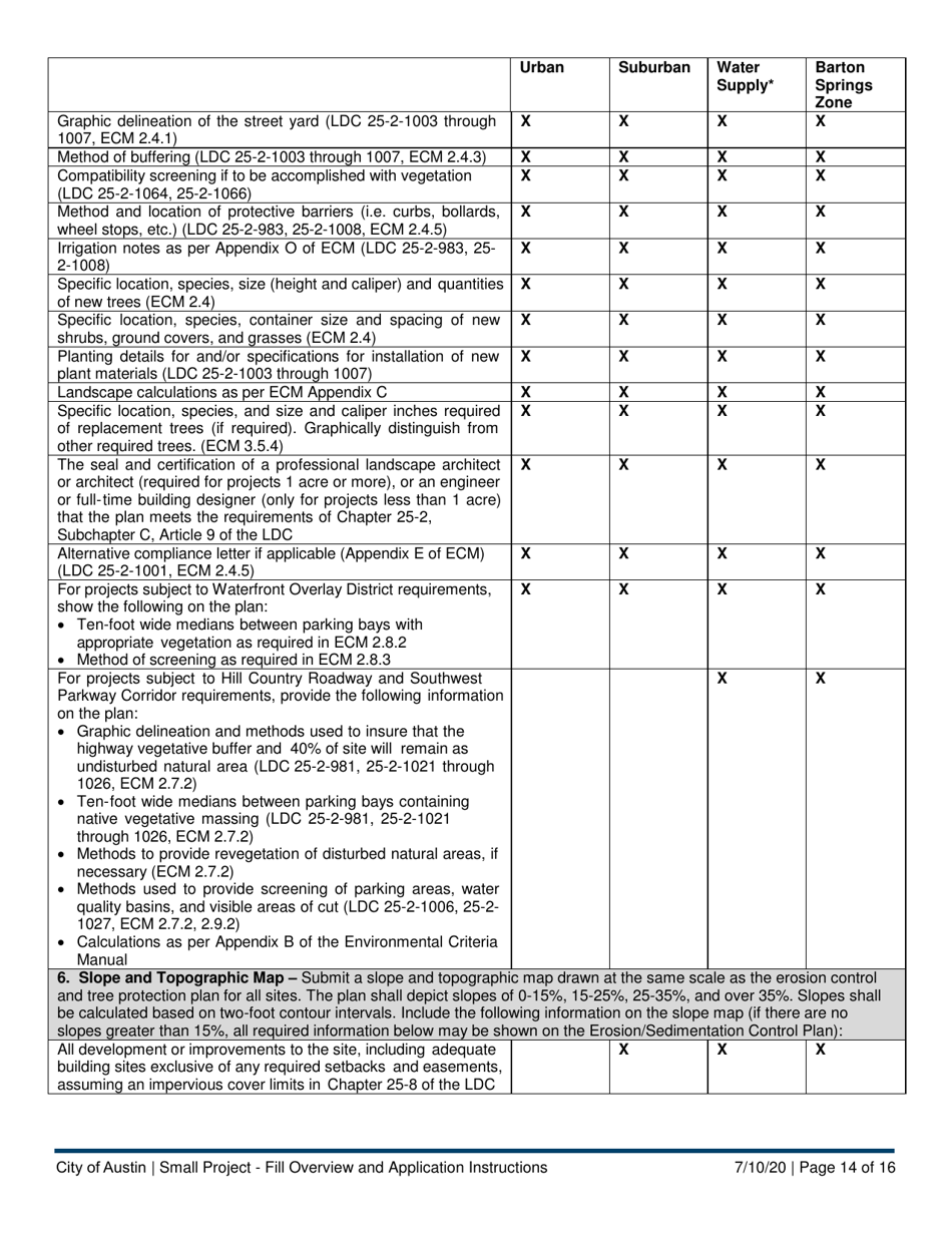 Instructions for Small Project - Fill Application - City of Austin, Texas, Page 14
