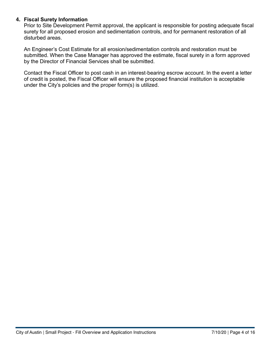 Instructions for Small Project - Fill Application - City of Austin, Texas, Page 4