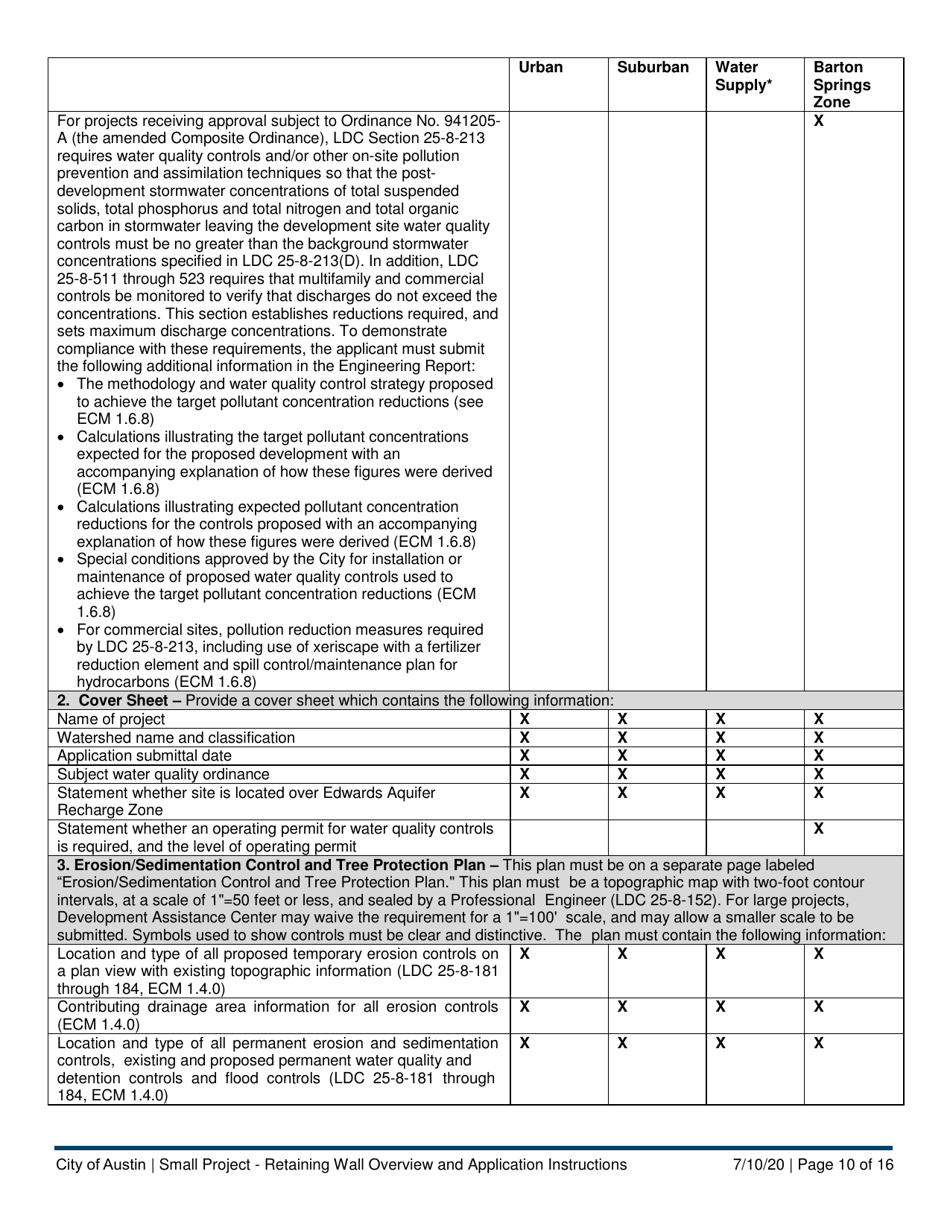Instructions for Small Project - Retaining Wall Application - City of Austin, Texas, Page 10