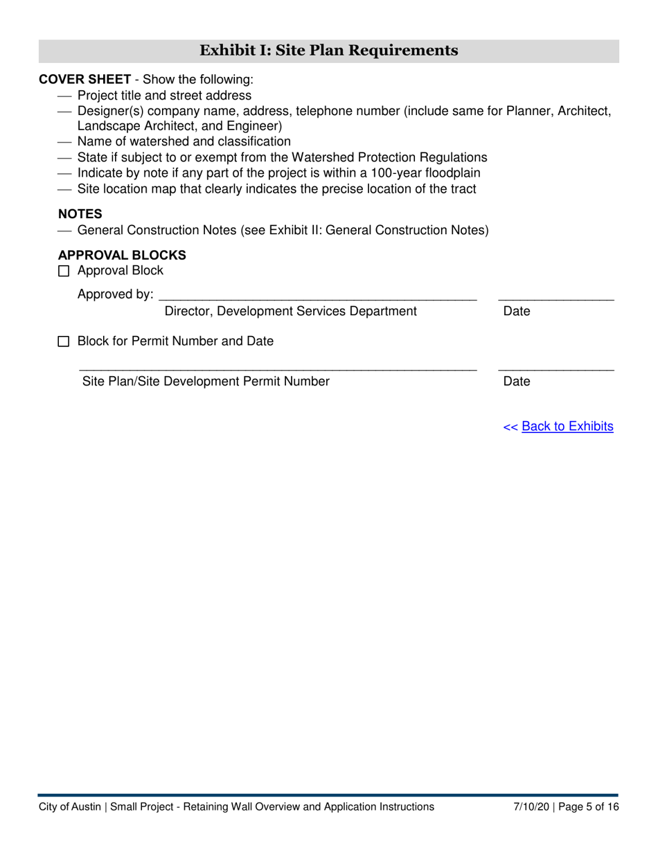 Instructions for Small Project - Retaining Wall Application - City of Austin, Texas, Page 5