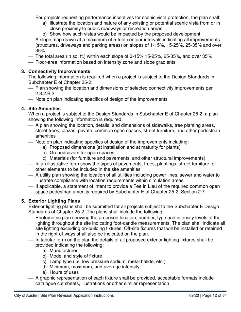 Instructions for Site Plan Revision Application - Consolidated / Non-consolidated - City of Austin, Texas, Page 12