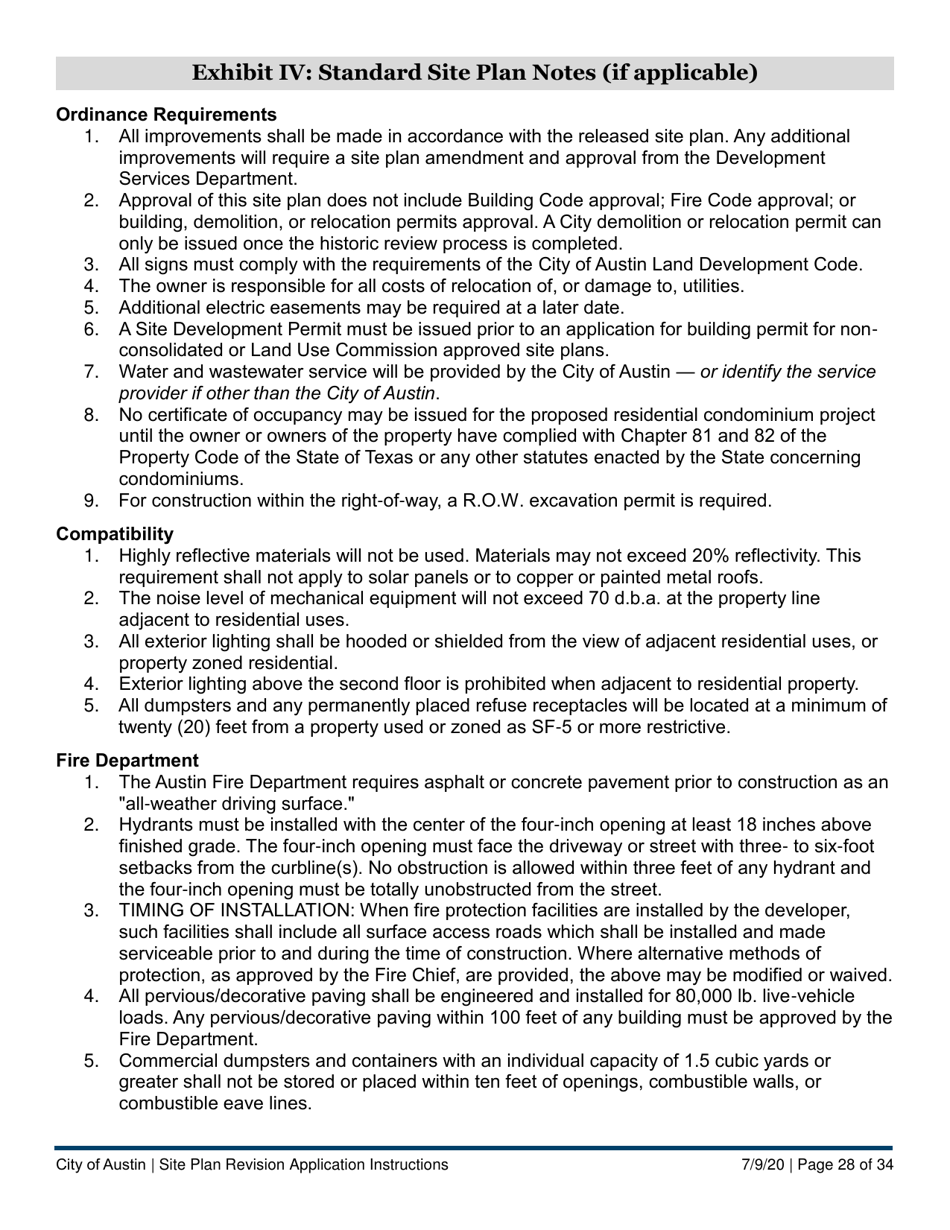 Instructions for Site Plan Revision Application - Consolidated / Non-consolidated - City of Austin, Texas, Page 28