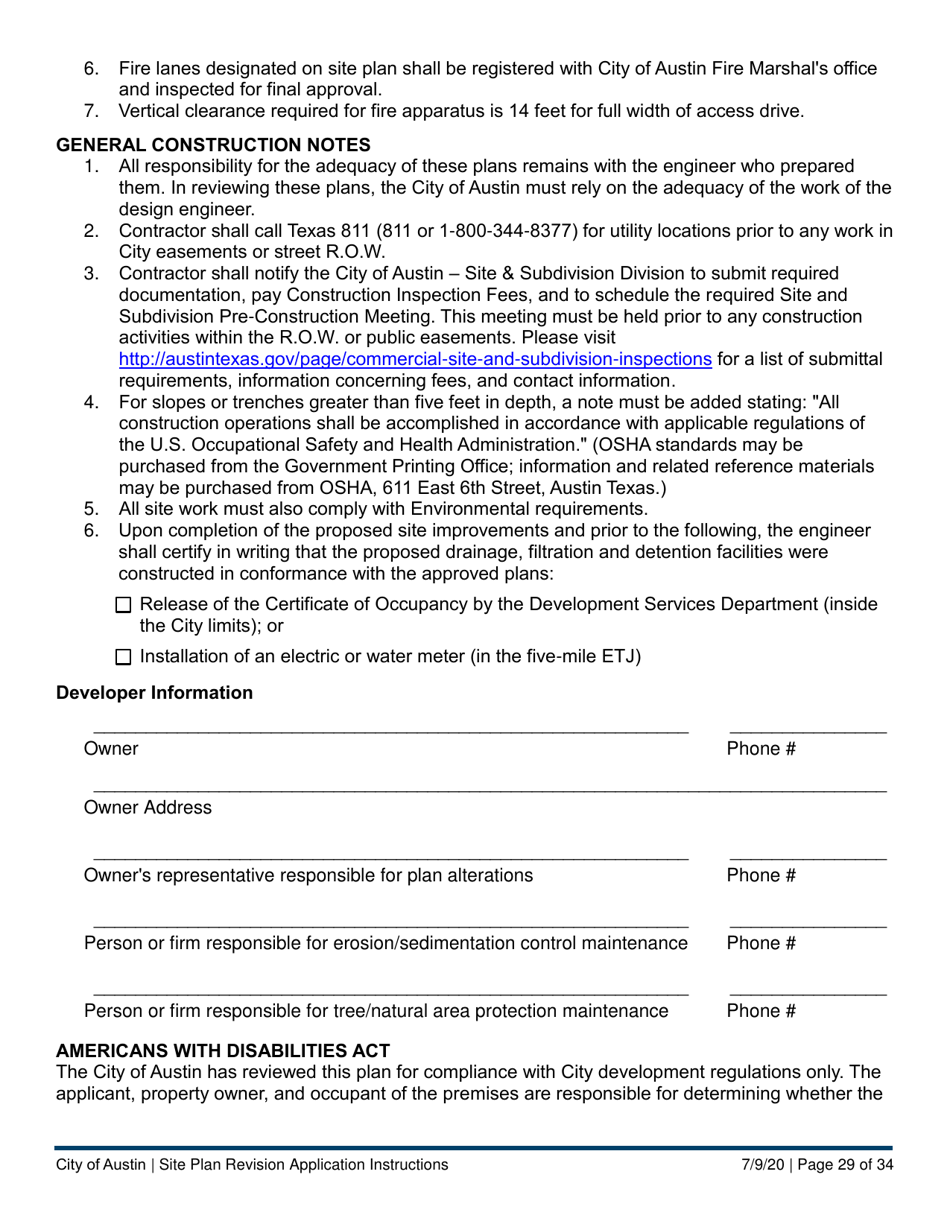 Instructions for Site Plan Revision Application - Consolidated / Non-consolidated - City of Austin, Texas, Page 29