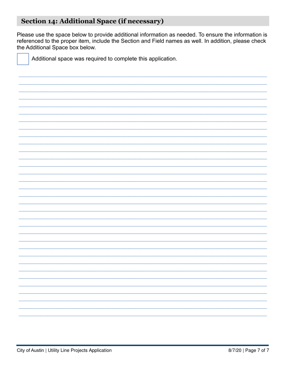 Utility Line Projects Application - City of Austin, Texas, Page 7