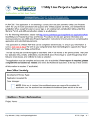 Document preview: Utility Line Projects Application - City of Austin, Texas