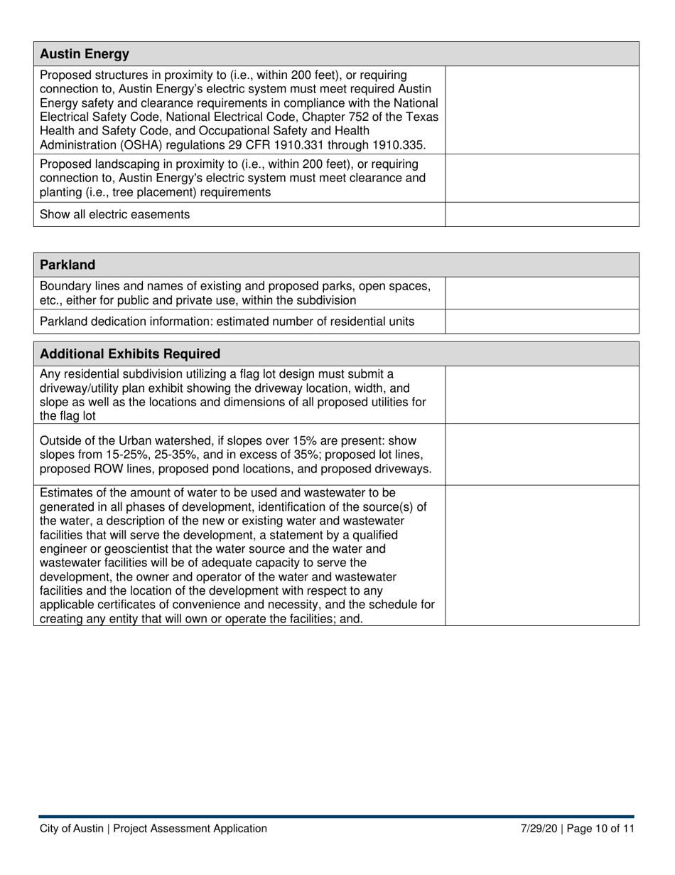 City of Austin, Texas Project Assessment Application - Fill Out, Sign ...