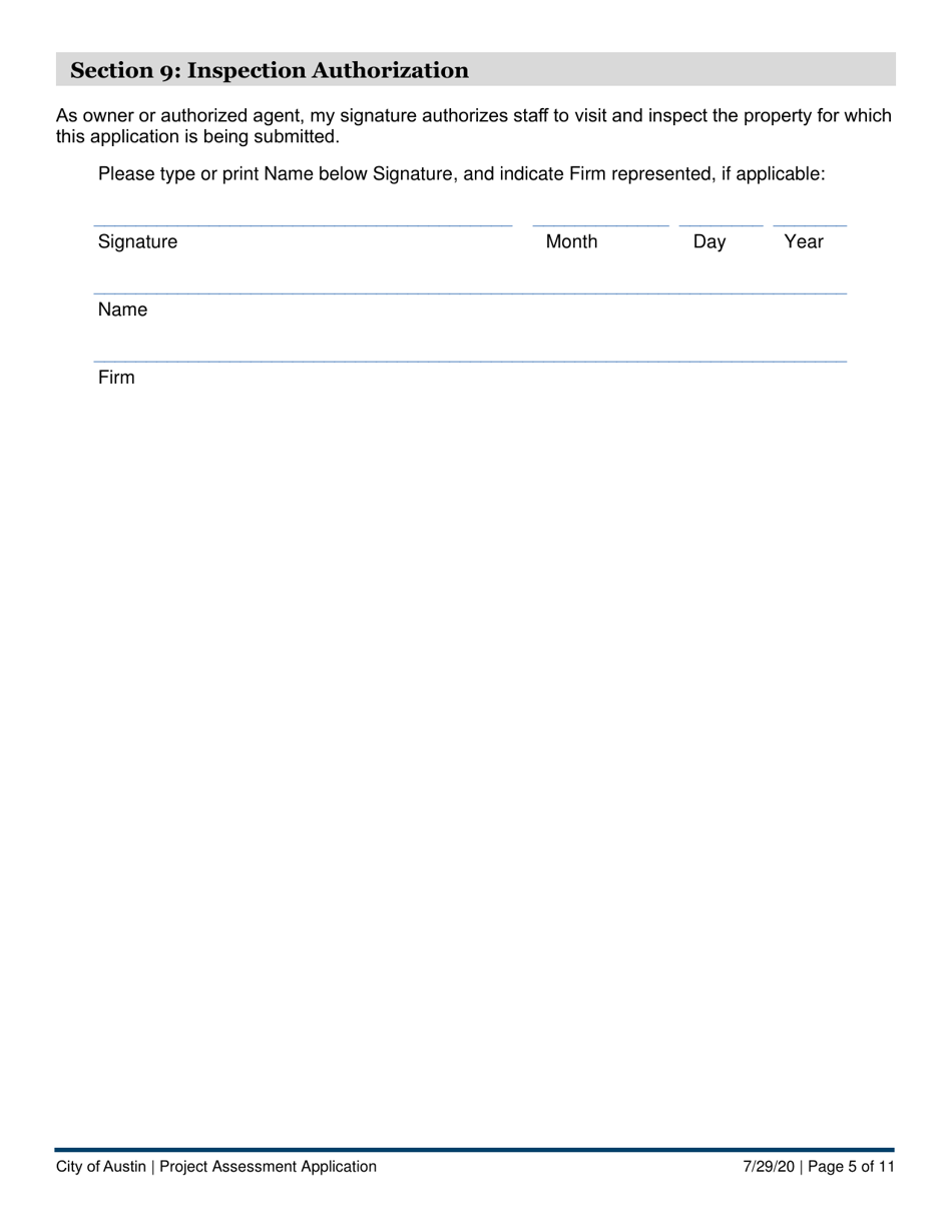 Project Assessment Application - City of Austin, Texas, Page 5