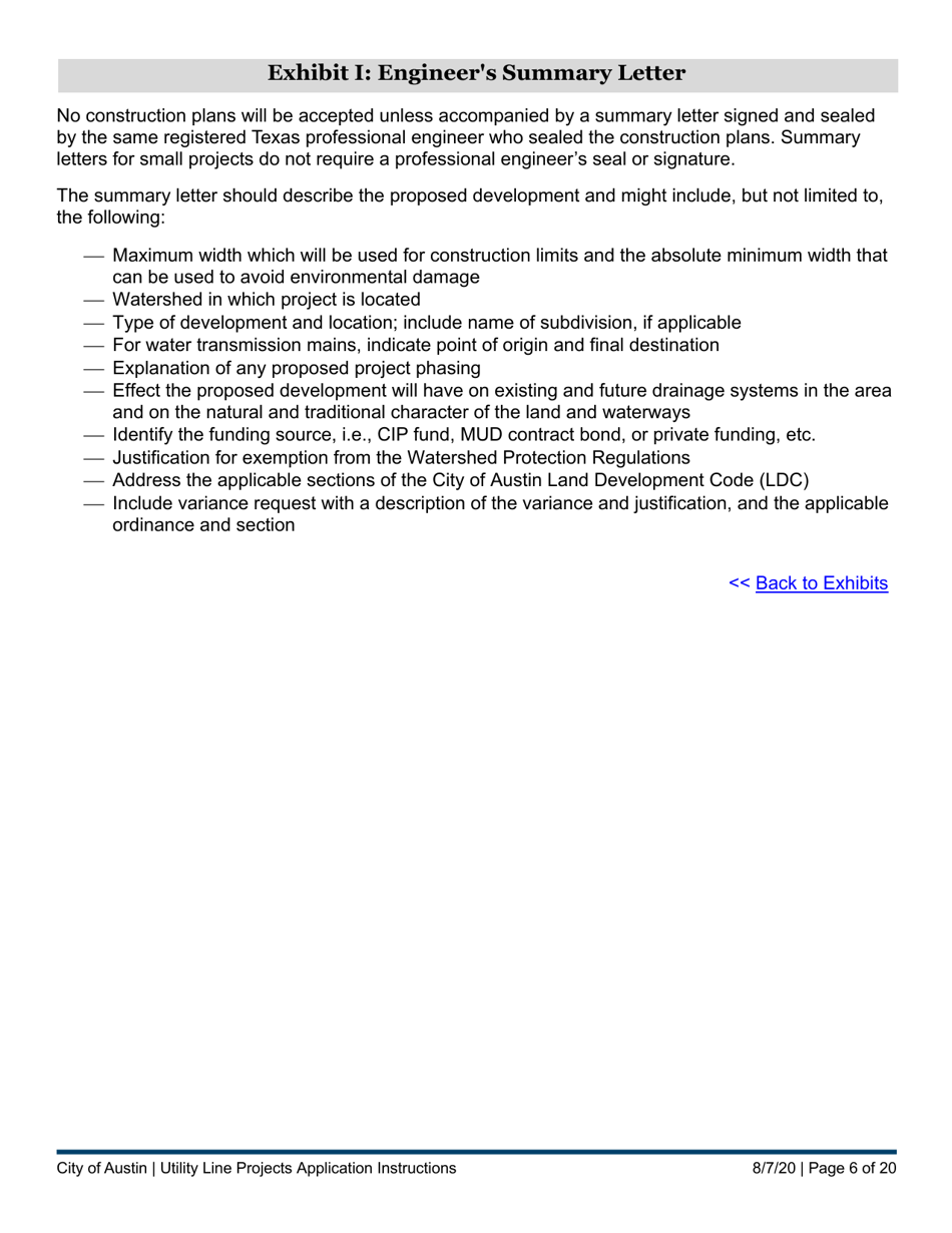 Instructions for Utility Line Projects Application - City of Austin, Texas, Page 6