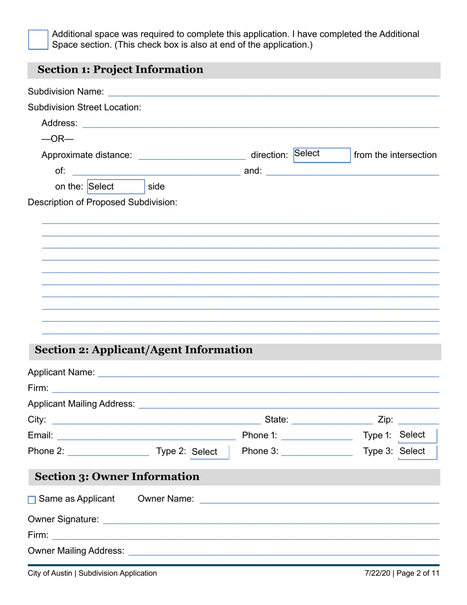 Subdivision Application - City of Austin and Extraterritorial Jurisdiction in Travis, Williamson, Bastrop, and Hays Counties - City of Austin, Texas, Page 2
