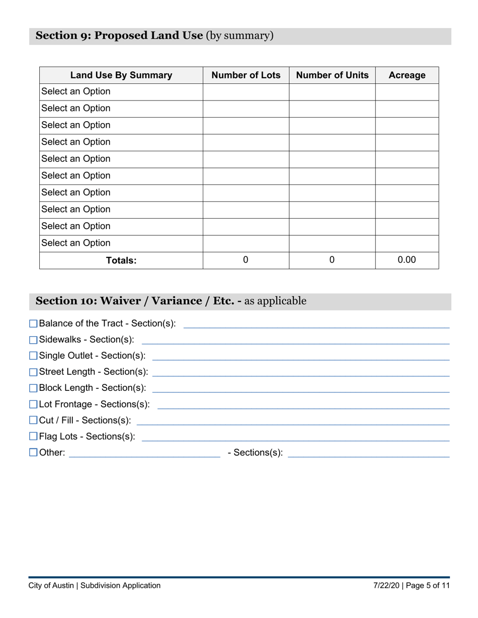 Subdivision Application - City of Austin and Extraterritorial Jurisdiction in Travis, Williamson, Bastrop, and Hays Counties - City of Austin, Texas, Page 5