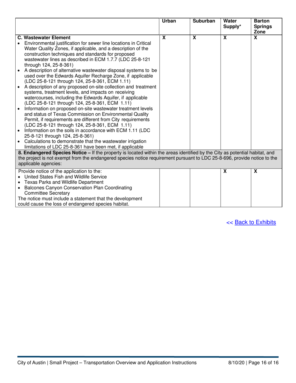 Instructions for Small Project - Transportation Application - City of Austin, Texas, Page 16