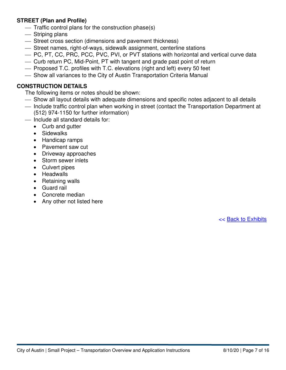 Instructions for Small Project - Transportation Application - City of Austin, Texas, Page 7